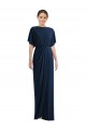 Short Sleeves Bateau Neck Spandex Dark Navy Long Semi Formal Evening Dress / Prom Dress / Bridesmaid Dress Leicester