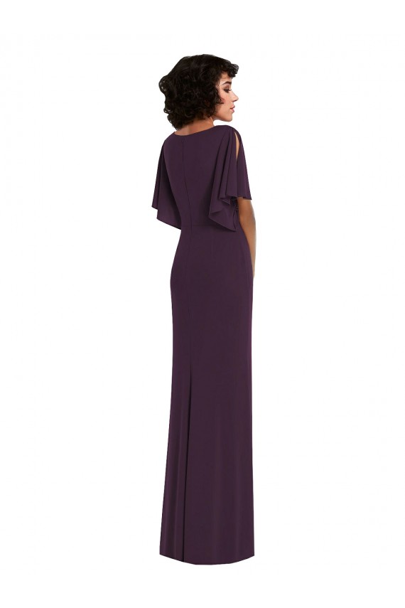 Split Sleeves V-Neck Spandex Grape Long Formal Evening Gown / Prom Dress / Bridesmaid Dress Leicester