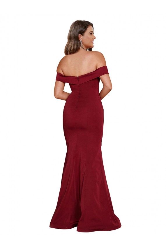 Sleeveless Off the Shoulder Spandex Burgundy Long Formal Plus Size Evening Gown / Prom Dress / Bridesmaid Dress Leicester