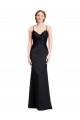 Sleeveless V-Neck Stretch Crepe Black Mermaid Long Prom Dress / Bridesmaid Dress Leicester