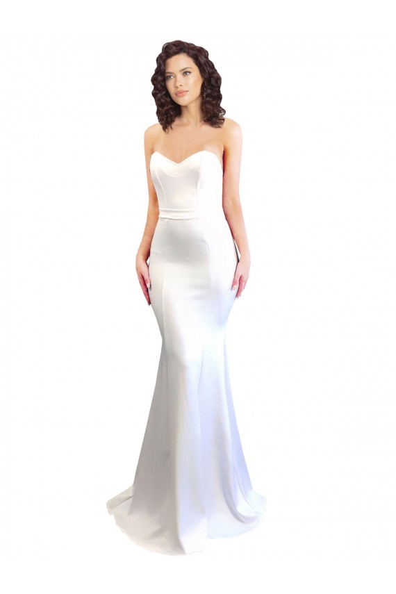 Sleeveless High Neck Stretch Crepe White Long Formal Evening Gown / Prom Dress / Bridesmaid Dress Leicester