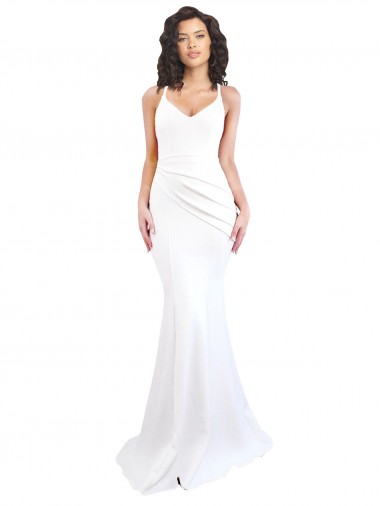 Sleeveless High Neck Stretch Crepe White Long Black Tie Evening Gown / Prom Dress / Bridesmaid Dress Leicester