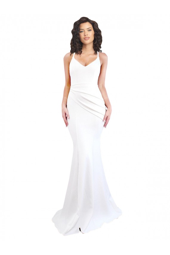 Sleeveless High Neck Stretch Crepe White Long Black Tie Evening Gown / Prom Dress / Bridesmaid Dress Leicester