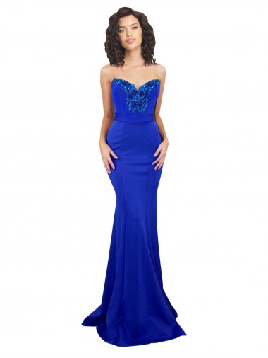 Sleeveless High Neck Stretch Crepe Royal Blue Long Formal Evening Gown / Prom Dress / Bridesmaid Dress Leicester