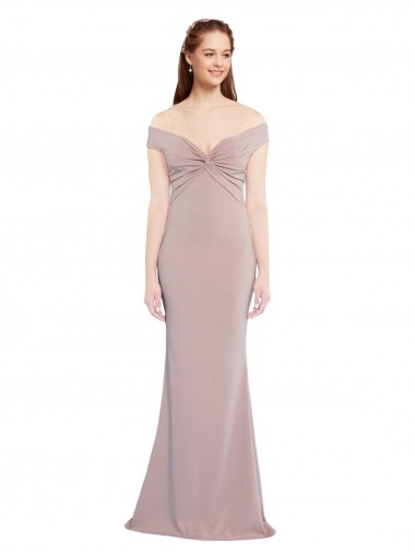 Sleeveless V-Neck Stretch Crepe Dusty Pink Long Formal Evening Gown / Prom Dress / Bridesmaid Dress Leicester