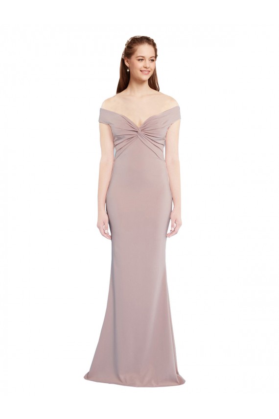 Sleeveless V-Neck Stretch Crepe Dusty Pink Long Formal Evening Gown / Prom Dress / Bridesmaid Dress Leicester