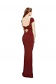 Cap Sleeves Round Neck Stretch Crepe Burgundy Long Formal Evening Gown / Prom Dress / Bridesmaid Dress Leicester