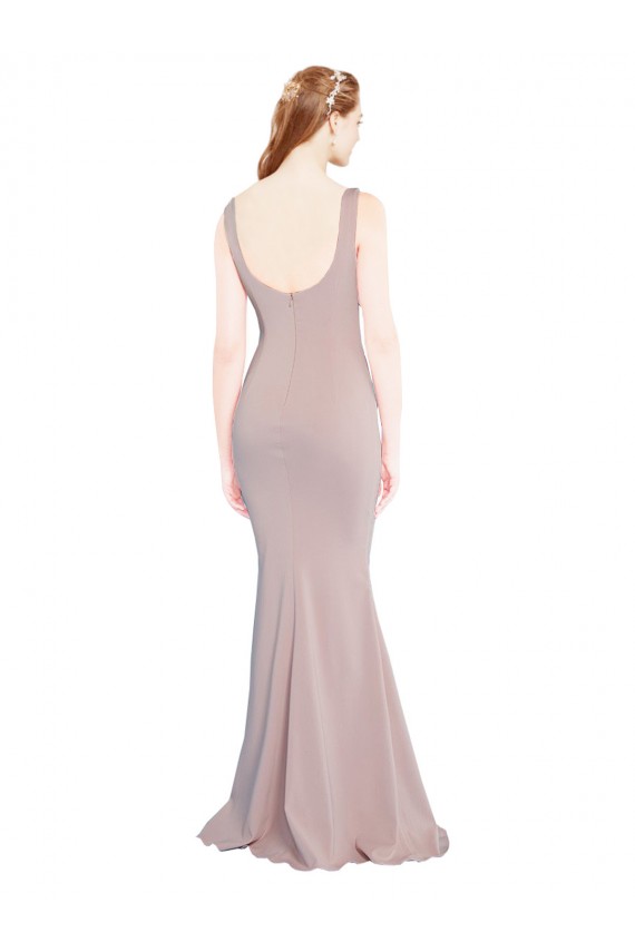 Cap Sleeves Scoop Neck Stretch Crepe Dusty Pink Long Formal Evening Gown / Prom Dress / Bridesmaid Dress Leicester