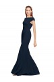 Sleeveless Boat Neck Stretch Crepe Dark Navy Long Formal Evening Gown / Prom Dress / Bridesmaid Dress Leicester