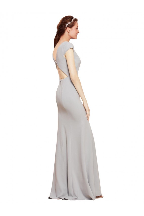 Sleeveless Boat Neck Stretch Crepe Dark Navy Long Formal Evening Gown / Prom Dress / Bridesmaid Dress Leicester