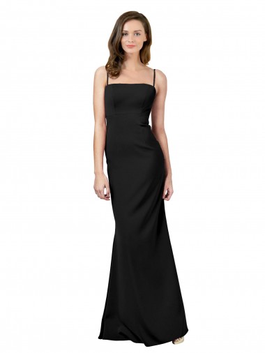 Sleeveless Square Neck Stretch Crepe Black Long Formal Evening Gown / Prom Dress / Bridesmaid Dress Leicester