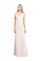 Sleeveless V-Neck Stretch Crepe Pink Long Semi Formal Evening Dress / Prom Dress / Bridesmaid Dress Leicester