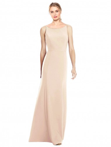 Sleeveless Bateau Neck Stretch Crepe Nude Long Semi Formal Evening Dress / Prom Dress / Bridesmaid Dress Leicester