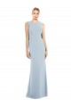 Sleeveless Bateau Neck Stretch Crepe Light Sky Blue Long Semi Formal Evening Dress / Prom Dress / Bridesmaid Dress Leicester