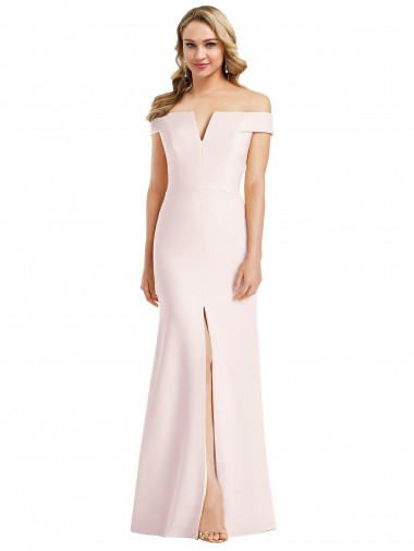 Sleeveless V-Neck Stretch Crepe Pink Long Bridesmaid Dress / Evening Dress Leicester