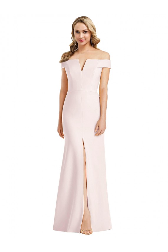 Sleeveless V-Neck Stretch Crepe Pink Long Bridesmaid Dress / Evening Dress Leicester