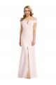 Sleeveless V-Neck Stretch Crepe Pink Long Bridesmaid Dress / Evening Dress Leicester