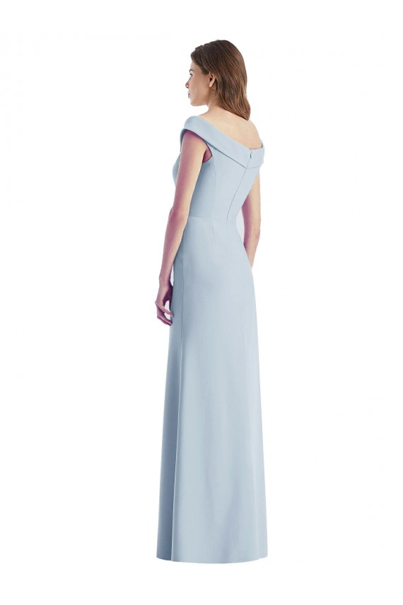 Sleeveless V-Neck Stretch Crepe Light Sky Blue Long Black Tie Evening Gown / Bridesmaid Dress Leicester