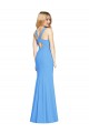 Sleeveless V-Neck Stretch Crepe Peacock Blue Long Semi Formal Evening Dress / Prom Dress / Bridesmaid Dress Leicester