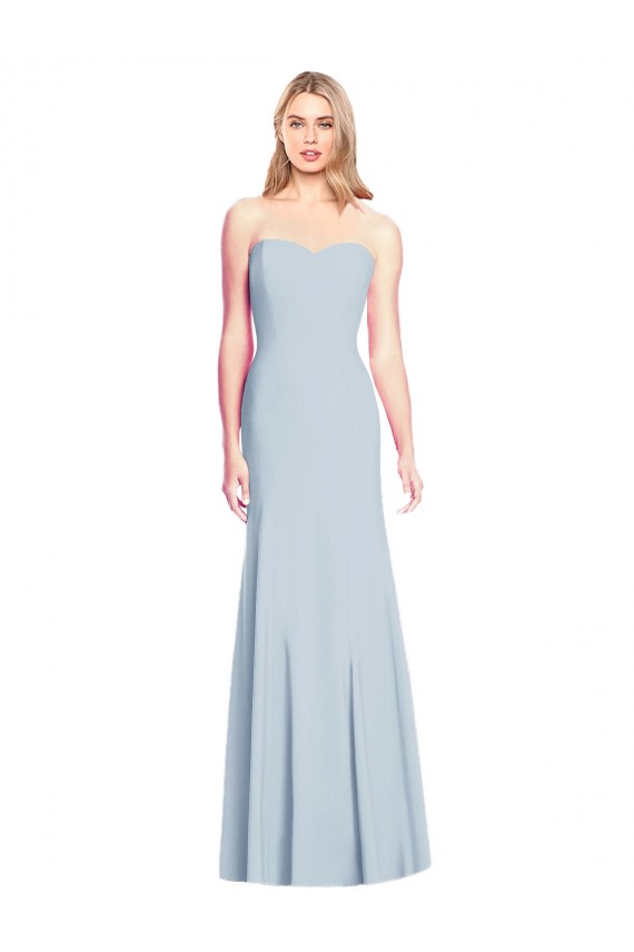Sleeveless Strapless Stretch Crepe Light Sky Blue Trumpet Long Formal Dress / Bridesmaid Dress Leicester