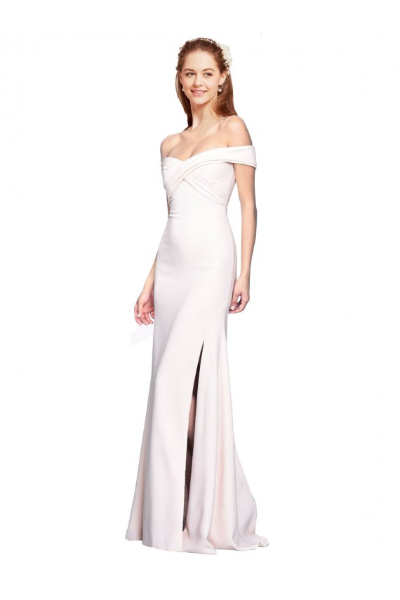 Sleeveless Off the Shoulder Stretch Crepe White Long Formal Dress / Bridesmaid Dress Leicester