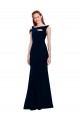 Sleeveless Off the Shoulder Stretch Crepe Dark Navy Long Formal Evening Gown / Prom Dress / Bridesmaid Dress Leicester