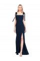 Sleeveless Spaghetti Straps Stretch Crepe Dark Navy Long Semi Formal Evening Dress / Prom Dress / Bridesmaid Dress Leicester
