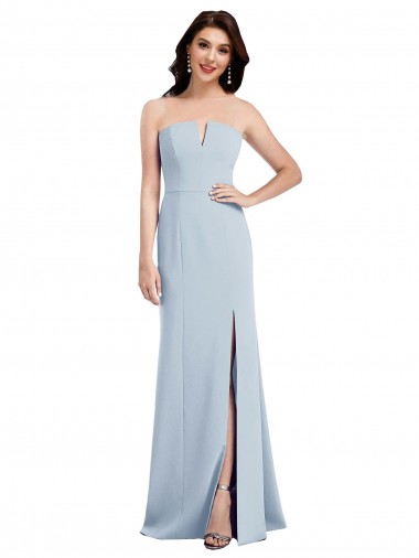 Sleeveless Strapless Stretch Crepe Light Sky Blue Long Bridesmaid Dress / Evening Dress Leicester