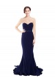 Sleeveless Strapless Stretch Crepe Dark Navy Mermaid Sweep Train Semi Formal Evening Dress / Prom Dress / Bridesmaid Dress Leicester