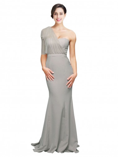 Sleeveless Sweetheart Stretch Crepe & Tulle Oyster Silver Sweep Train Formal Evening Gown / Prom Dress / Bridesmaid Dress Leicester