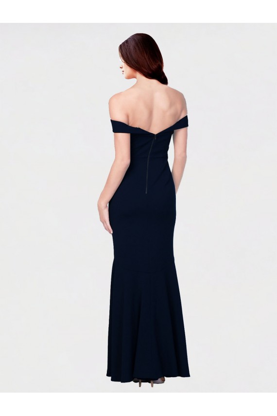 Sleeveless Off the Shoulder Stretch Crepe Ivory Long Formal Dress / Bridesmaid Dress Leicester