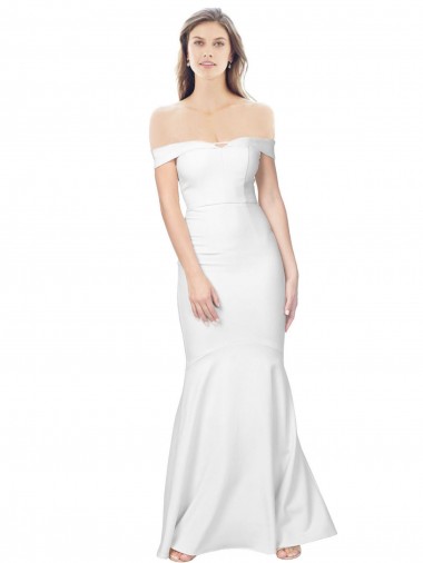 Sleeveless Off the Shoulder Stretch Crepe Ivory Long Formal Dress / Bridesmaid Dress Leicester