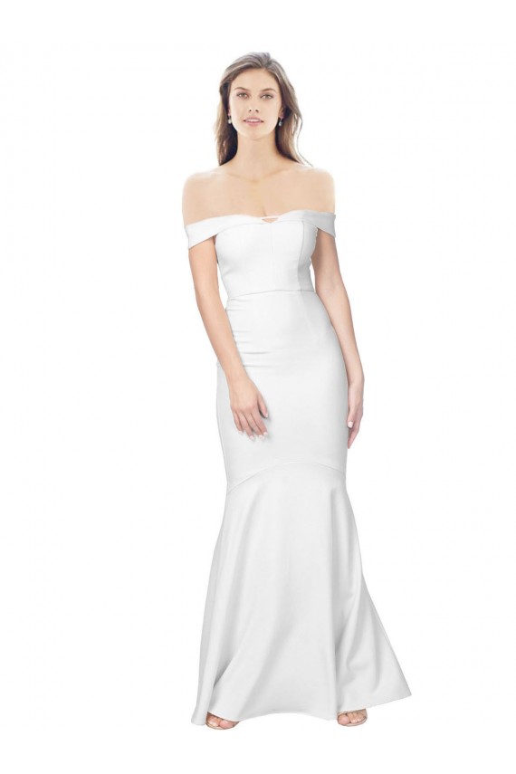 Sleeveless Off the Shoulder Stretch Crepe Ivory Long Formal Dress / Bridesmaid Dress Leicester