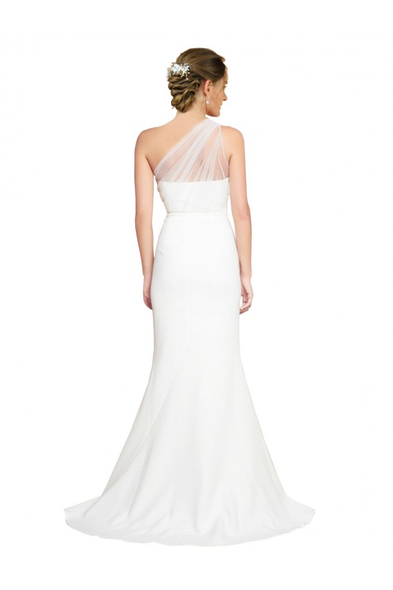 Sleeveless One Shoulder Stretch Crepe & Tulle Ivory Sweep Train Formal Evening Gown / Bridesmaid Dress Leicester
