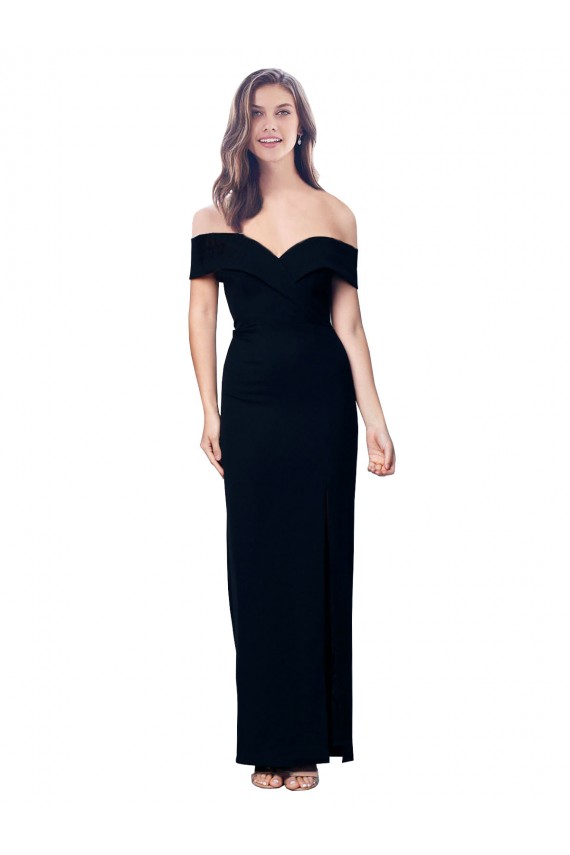Sleeveless Sweetheart Stretch Crepe Black Long Formal Dress / Bridesmaid Dress Leicester