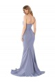 Sleeveless Strapless Stretch Crepe Smoke Blue Long Formal Evening Gown / Prom Dress / Bridesmaid Dress Leicester