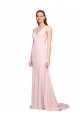Sleeveless V-Neck Stretch Crepe Pink Sweep Train Black Tie Evening Dress / Prom Dress / Bridesmaid Dress Leicester