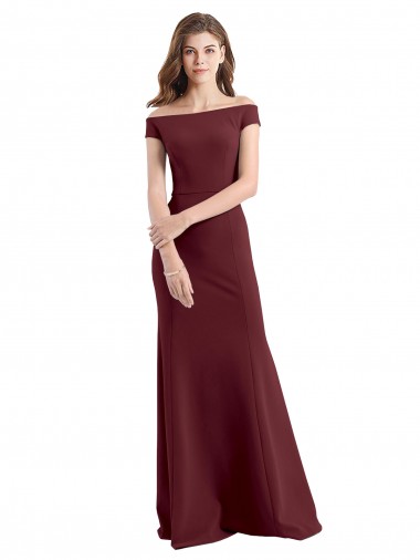 Sleeveless High Neck Stretch Crepe Burgundy Gold Long Prom Dress / Bridesmaid Dress Leicester