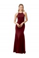 Sleeveless High Neck Stretch Crepe Burgundy Gold Long Formal Evening Gown / Prom Dress / Bridesmaid Dress Leicester