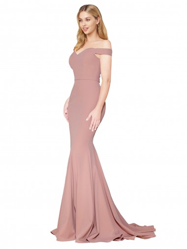 Sleeveless High Neck Stretch Crepe Dusty Pink Mermaid Sweep Train Formal Evening Gown / Prom Dress / Bridesmaid Dress Leicester