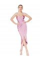 Sleeveless High Neck Stretch Crepe Orchid Knee Length High Low Evening Gown / Prom Dress / Bridesmaid Dress Leicester