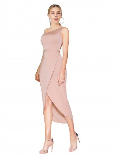 Sleeveless High Neck Stretch Crepe Mauve Knee Length Formal Dress / Bridesmaid Dress Leicester
