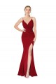 Sleeveless V-Neck Stretch Crepe Burgundy Mermaid Long Formal Evening Gown / Prom Dress / Bridesmaid Dress Leicester