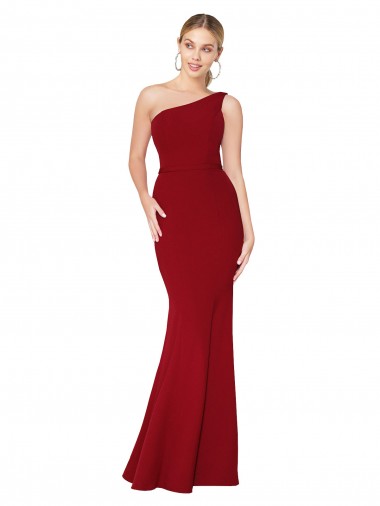 Sleeveless High Neck Stretch Crepe Burgundy Long Formal Evening Gown / Prom Dress / Bridesmaid Dress Leicester