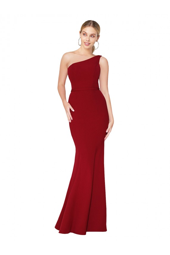 Sleeveless High Neck Stretch Crepe Burgundy Long Formal Evening Gown / Prom Dress / Bridesmaid Dress Leicester