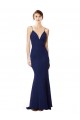 Sleeveless High Neck Stretch Crepe Navy Blue Long Formal Dress / Bridesmaid Dress Leicester