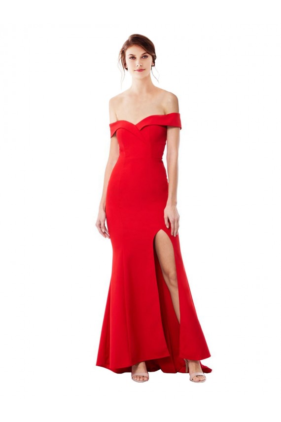 Sleeveless High Neck Stretch Crepe Red Long Formal Evening Dress / Prom Dress / Bridesmaid Dress Leicester