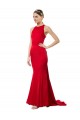 Sleeveless High Neck Stretch Crepe Red Long Formal Evening Gown / Bridesmaid Dress Leicester