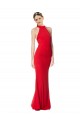 Sleeveless High Neck Stretch Crepe Red Long Prom Dress / Bridesmaid Dress Leicester