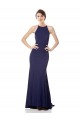 Sleeveless High Neck Stretch Crepe Navy Blue Long Bridesmaid Dress / Formal Dress Leicester